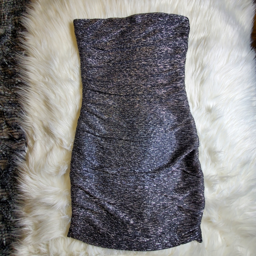Express Elegant Strapless Gray Dress